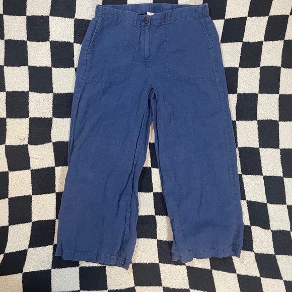 J. Jill Pants - j jill blue linen cropped wide leg pants size small